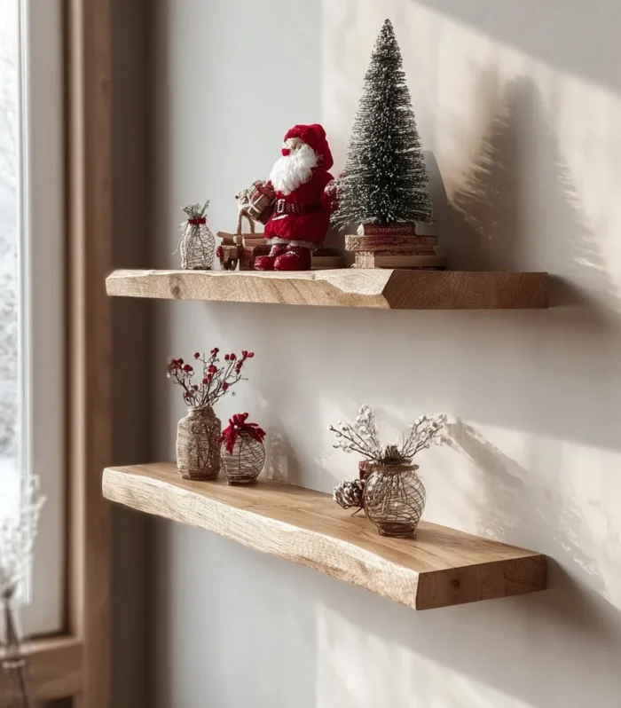 Corner Floating Wall Shelf Natural Edge Bookshelf for Nursery