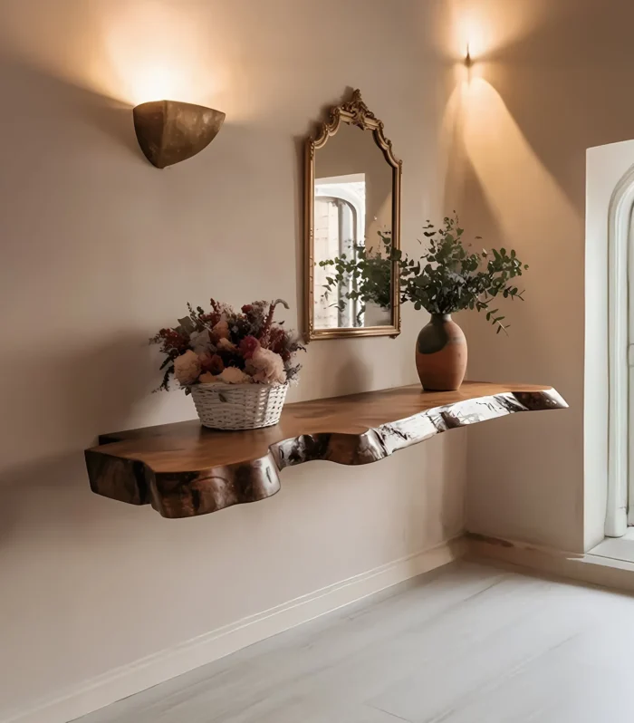 Walnut Natural Edge Floating Wall Shelves Heavy Duty Farmhouse Christmas